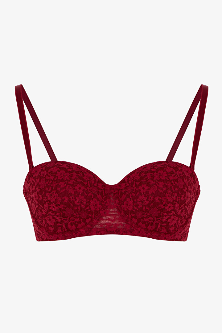 Bordo Bloom Dantel Pedli Sütyen - 1