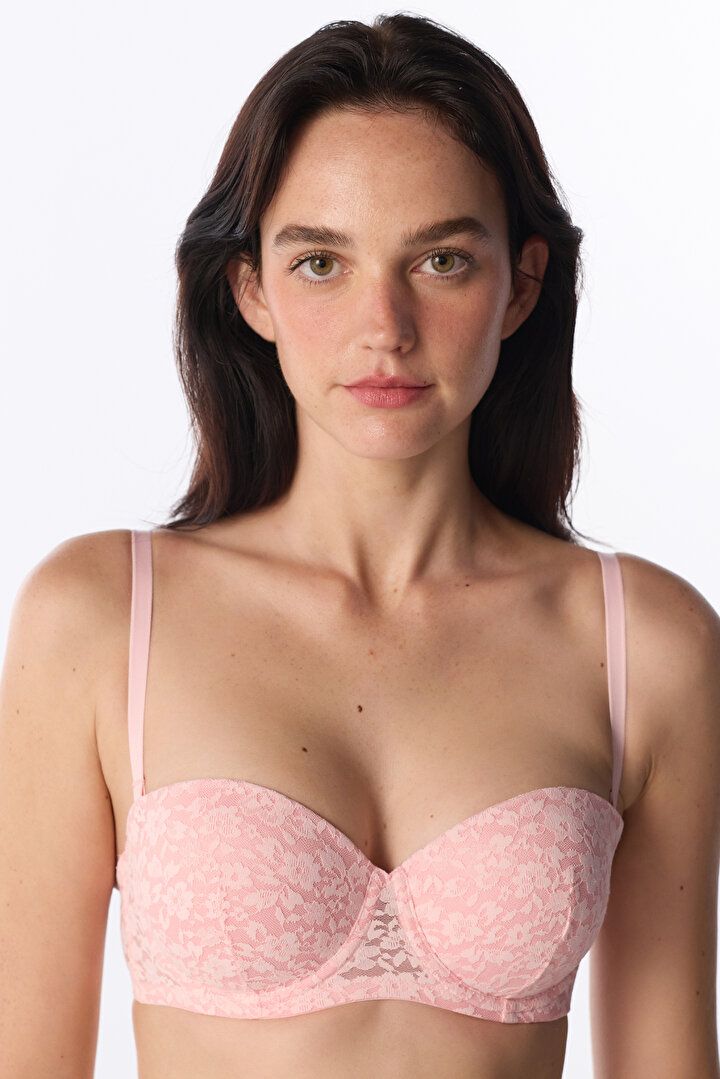 Pink Bloom Lace Padded Bra - 1