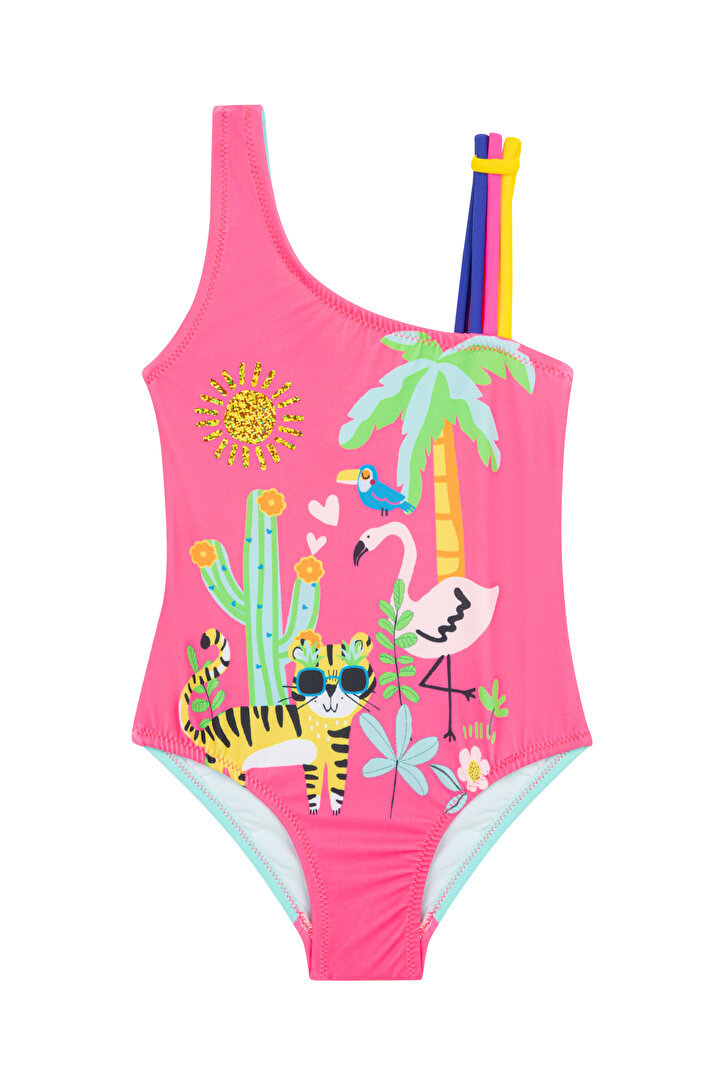 Pembe Kız Çocuk Crazy Island Mayo - 1