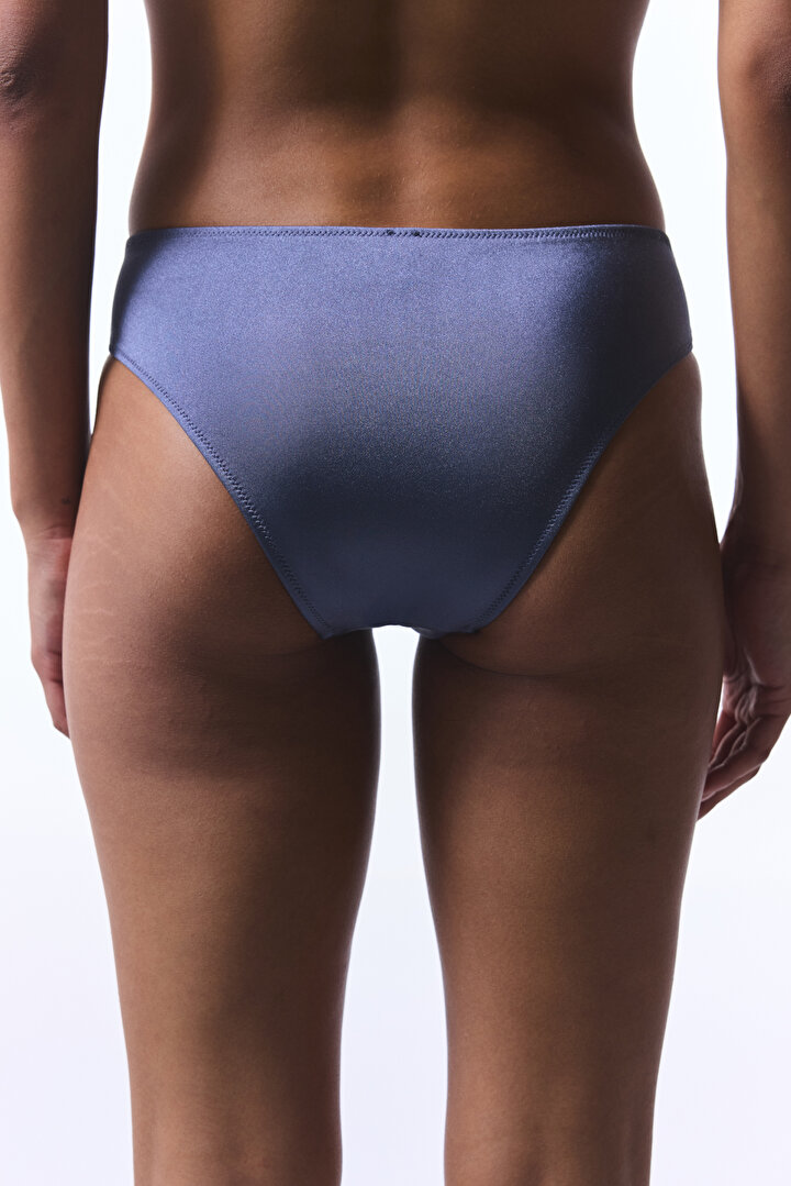 Gray Seashell Dark Pleated Bikini Bottom - Gamze Erçel Collection - 2