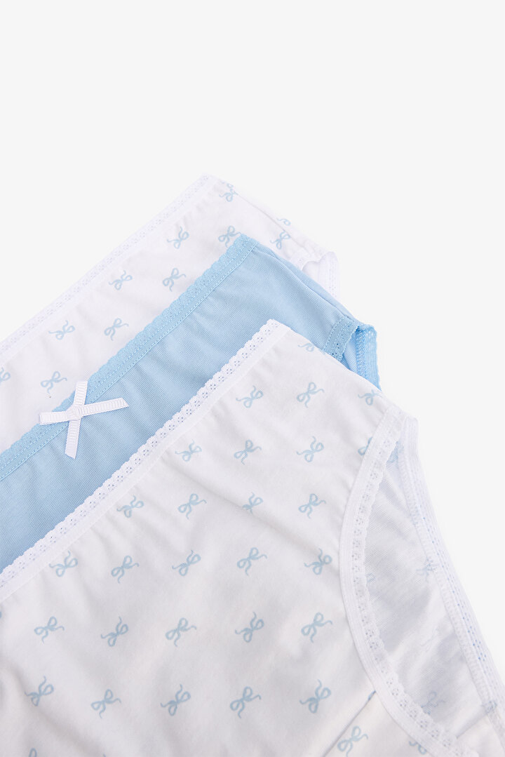 Girls Bows Ribbon Patterned Cotton 3-Pack Panties - 2
