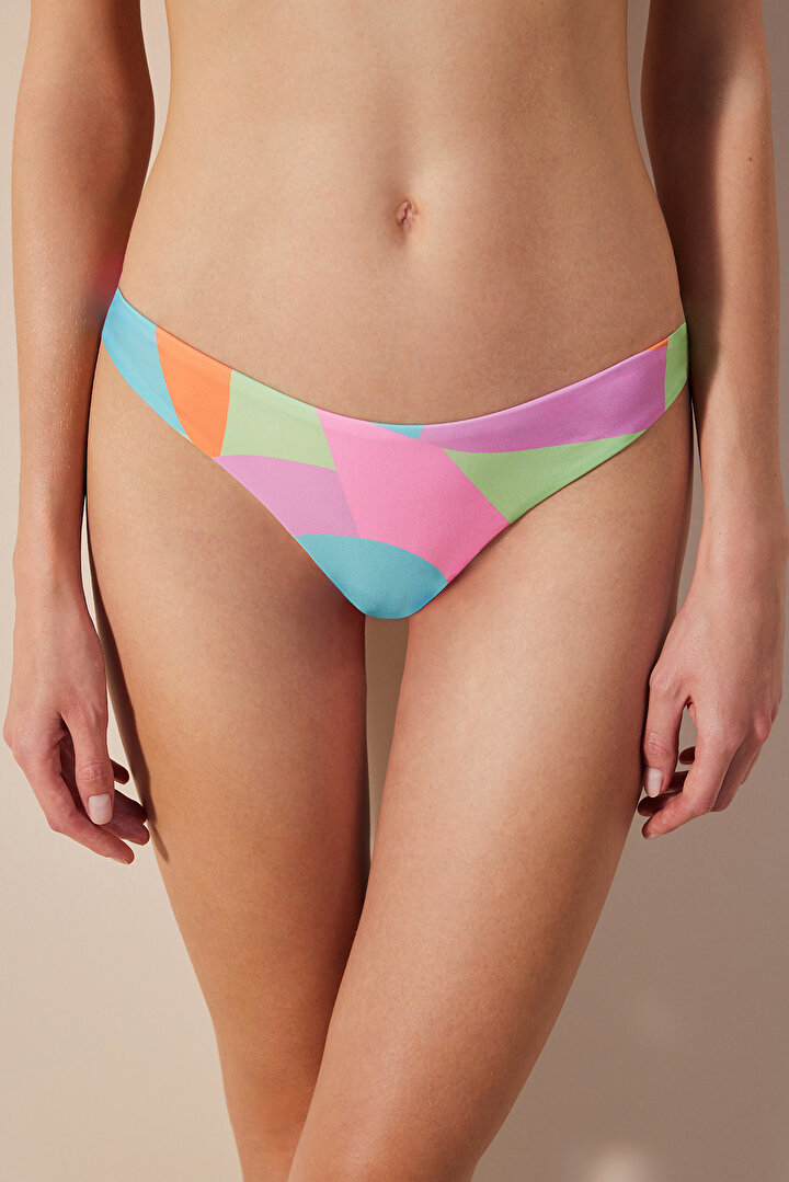 Aqua Extra Super Multi Colour Brazilian Bikini Bottom - 1