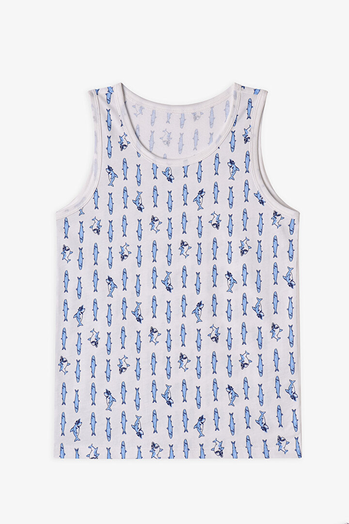 Kırık Beyaz Erkek Çocuk Sardines Pamuklu 2'li Atlet - 2