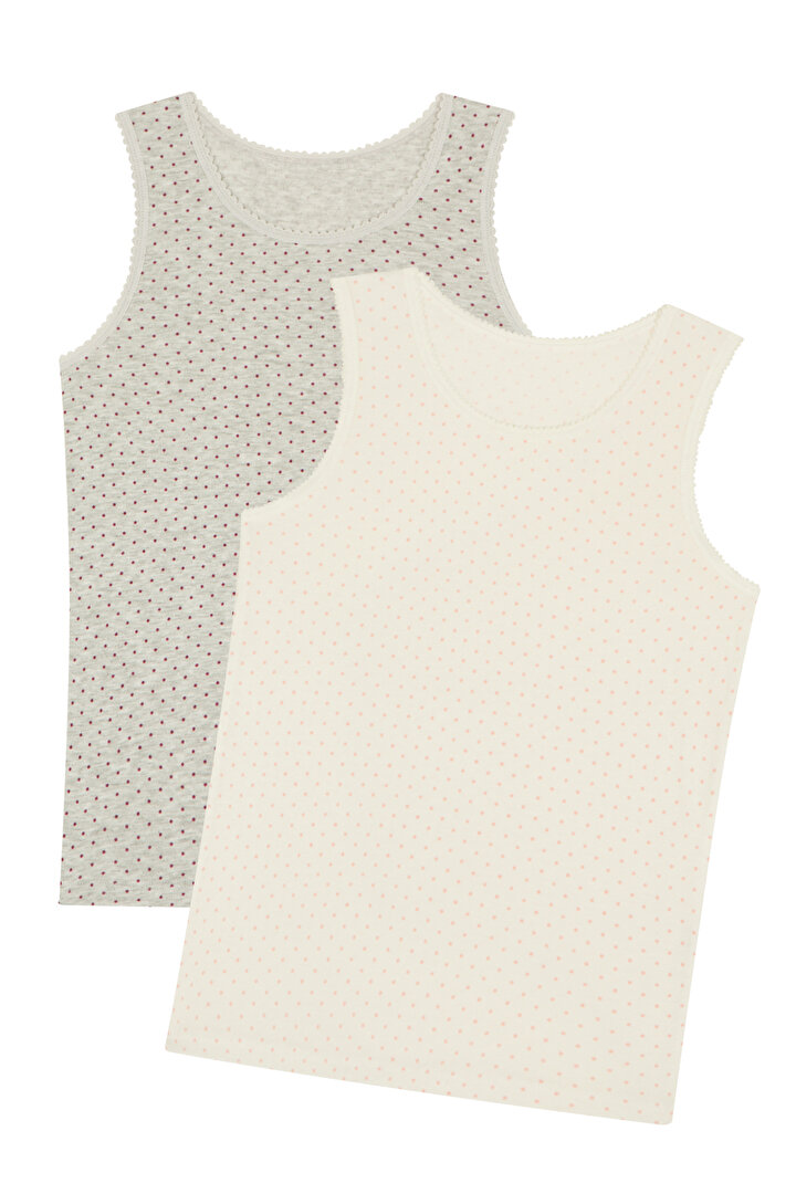 White Girls Dot Thermal 2in1 Tank - 2