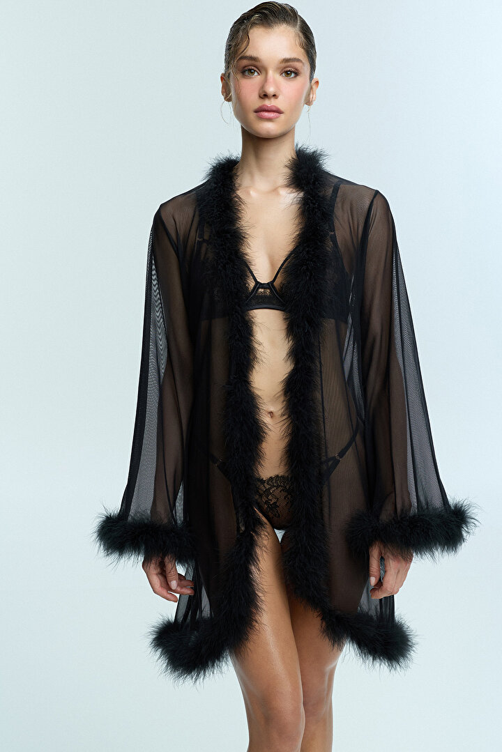 Siyah Reine Sabahlık - 1