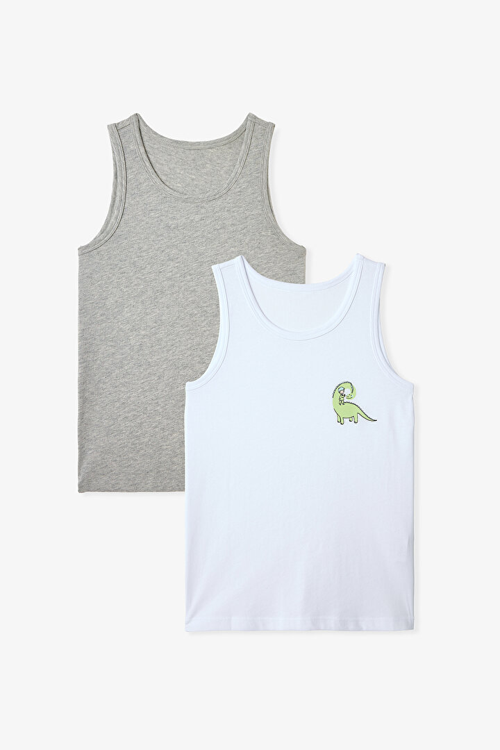 Gri Melanj Erkek Çocuk Dino 2'li Atlet - 1