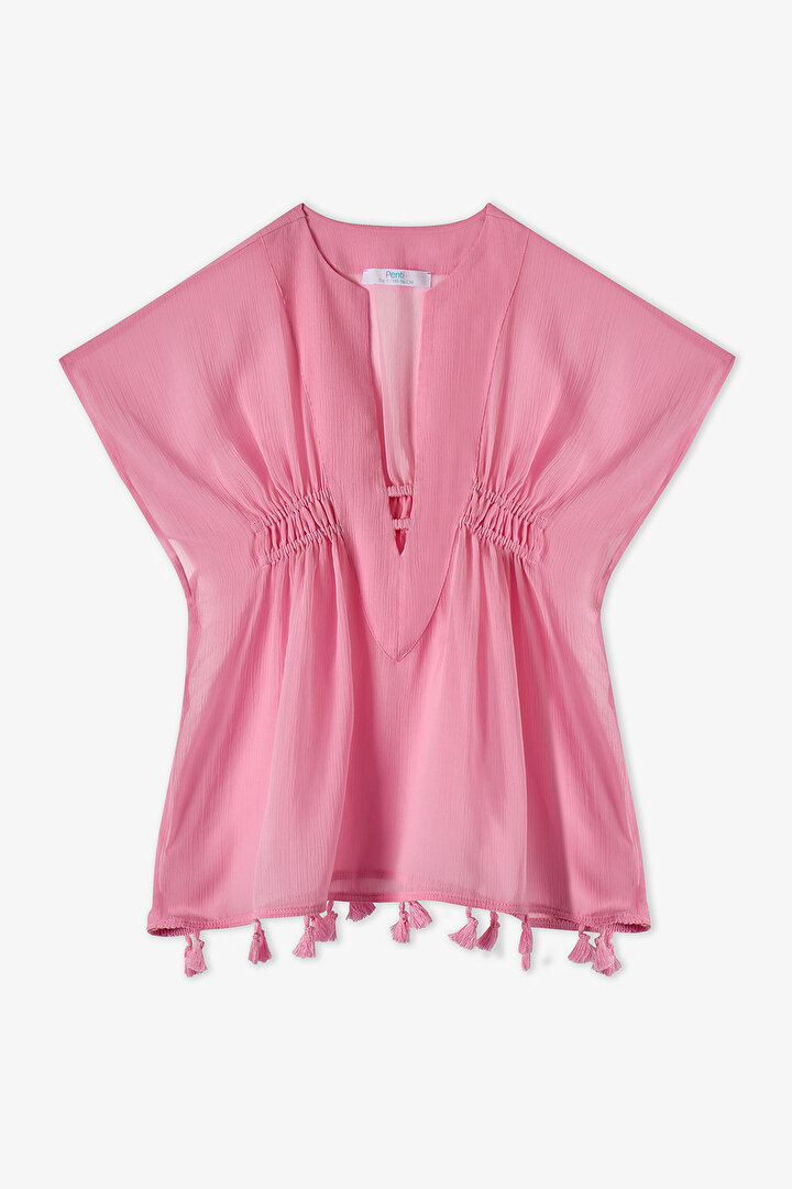 Pembe Kız Çocuk Pink Basic Kaftan - 1