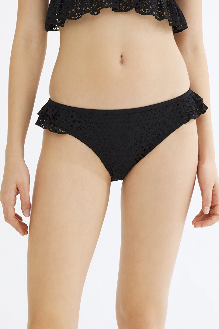 Siyah Marsilya Frill Side Bikini Altı - 2