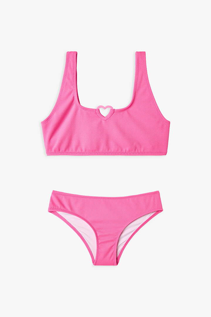 Light Pink Girls Daisy Halter Bikini Set - 1