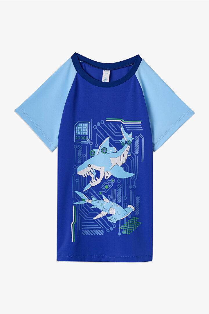 Renkli Erkek Çocuk Digital Shark UV Üst - 1