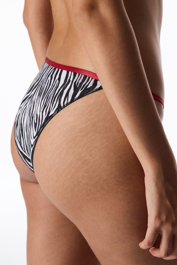 Micro Lace Zebra Print Brazilian Briefs - 2