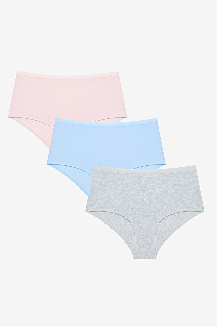 Soft Pastel 3lü Yüksek Bel Çok Renkli Slip Külot - 1