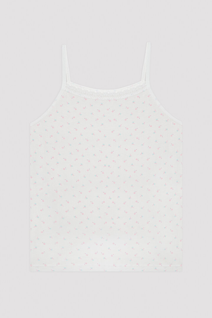 Kız Çocuk Yumuşak Çiçekli Pamuklu 2li Atlet - 3