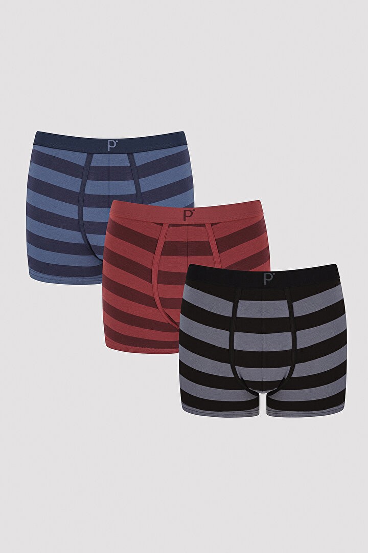 Mix Stripe Patterned 3 Pack Boxer - 1