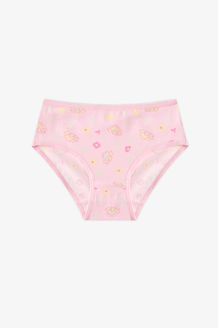 Kız Çocuk Pembe Kawaii Unicorn Penguen Desenli 3'lü Slip Külot - 2