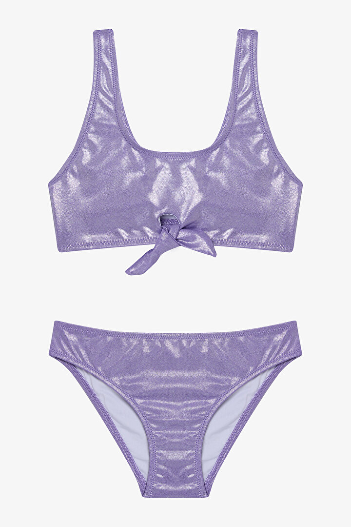 Girls Shiny Halter Lilac Bikini Set - 1