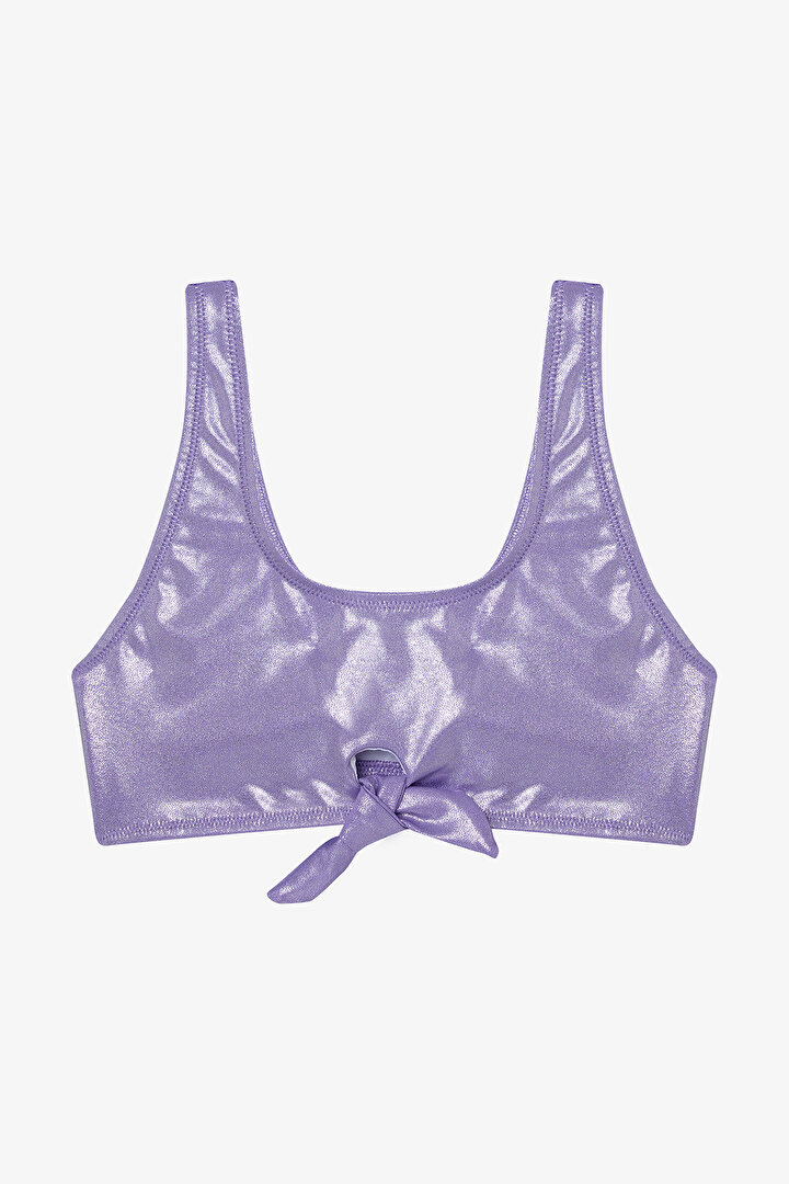 Girls Shiny Halter Lilac Bikini Set - 2