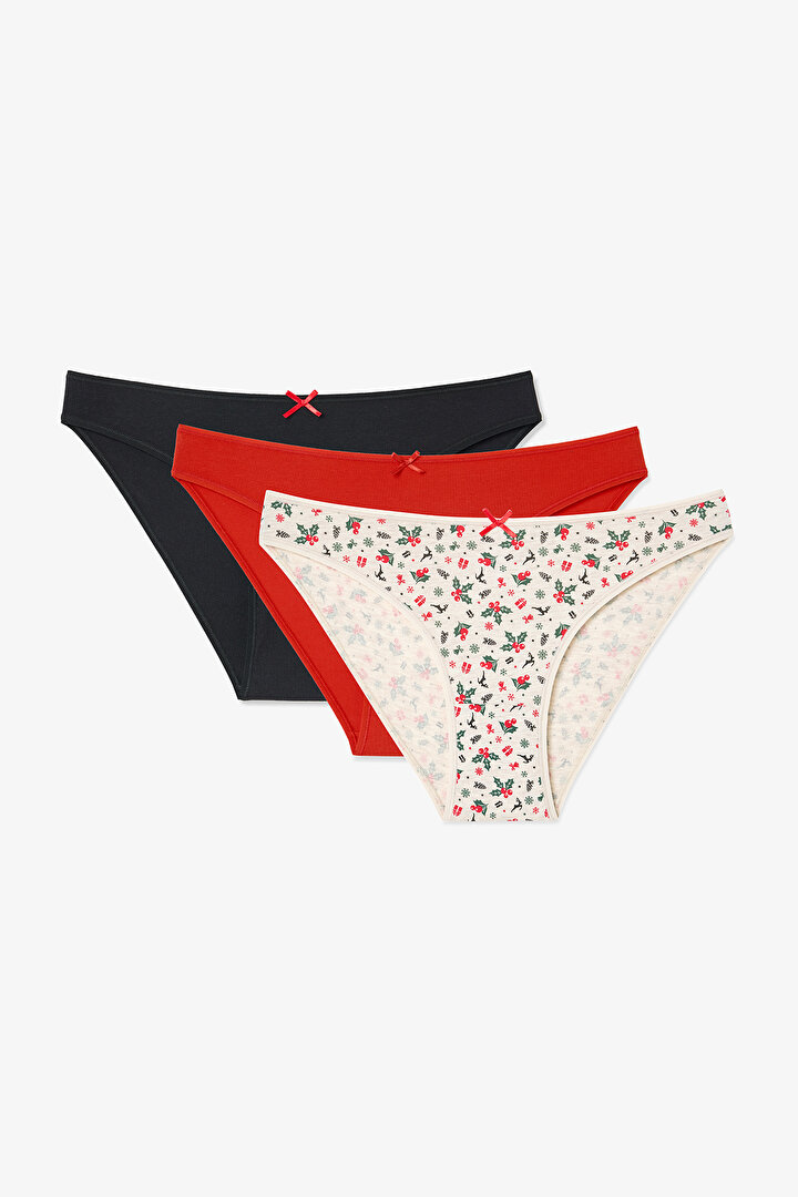 Çok Renkli Happy Deers 3lü Slip Külot - 2