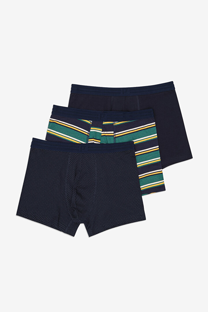 Pointed Stripe 3lü Çok Renkli Boxer - 1