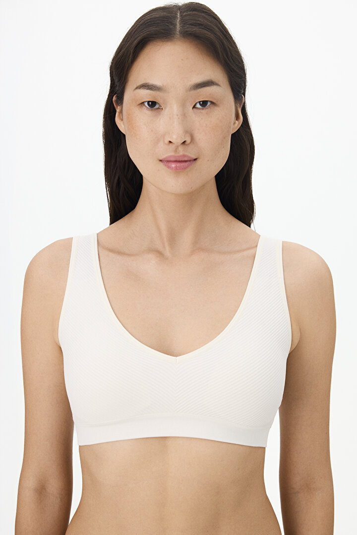 Ekru Çıkarılabilir Pedli Dikişsiz Bralet - 1