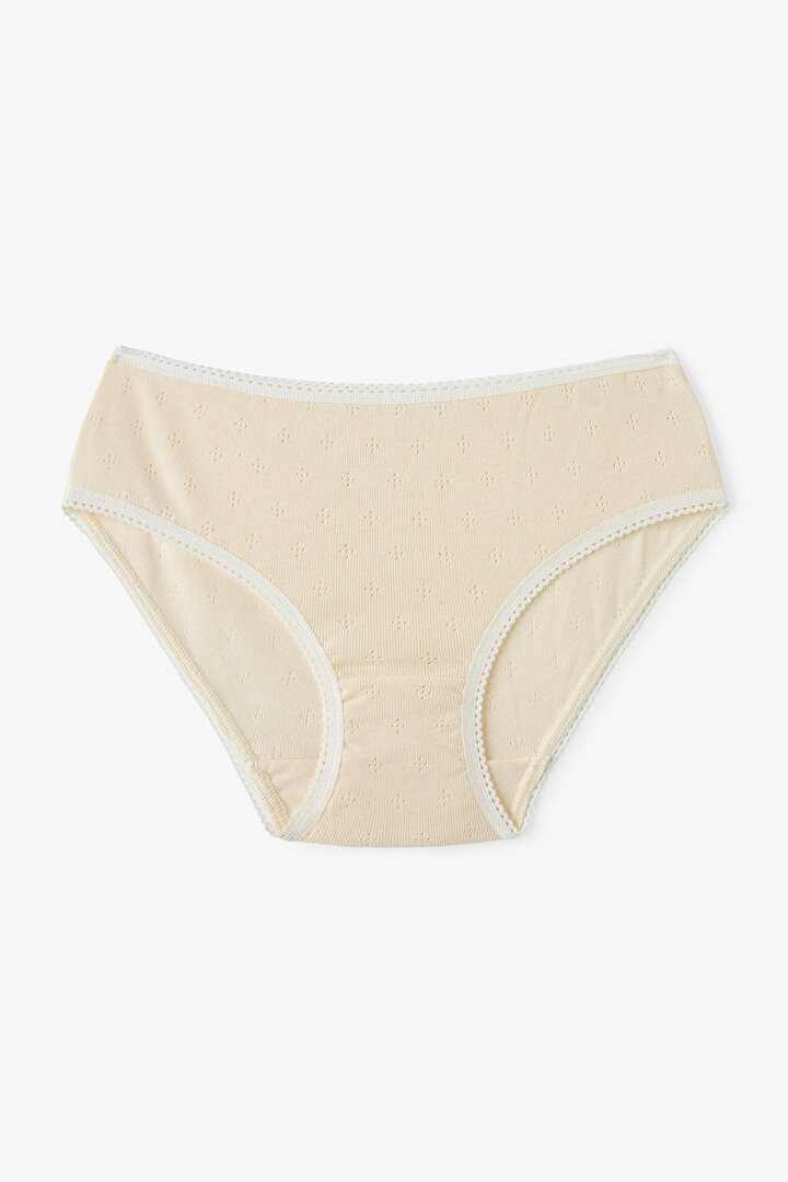 Ekru Kız Çocuk Ditsy 3'lü Slip Külot - 2