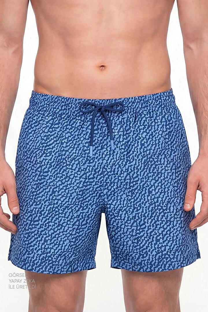 Erkek Mavi Navy Coral Deniz Şortu - 1