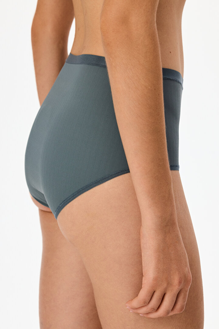 Gri Essentials Yüksek Bel Slip Külot - 2