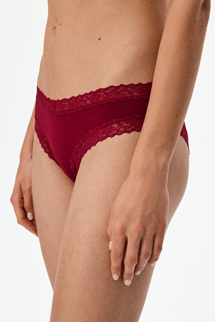 Bordo Rahat Pamuklu Slip Külot - 1