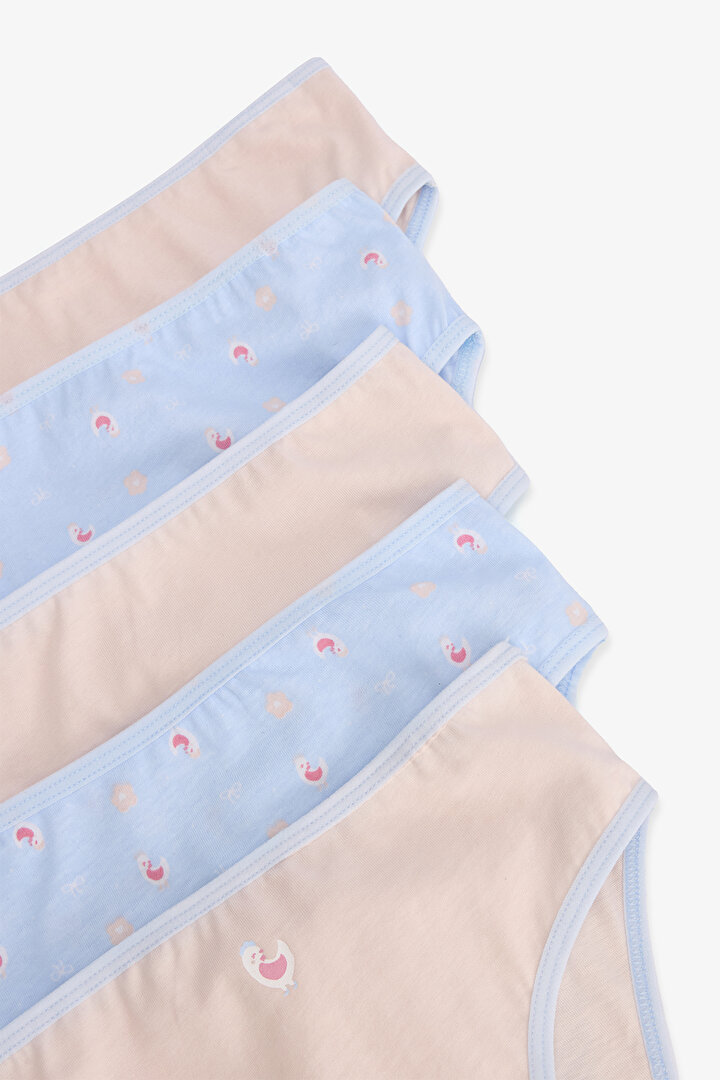Girls Chicken Floral Patterned Cotton 5-Pack Panties - 2