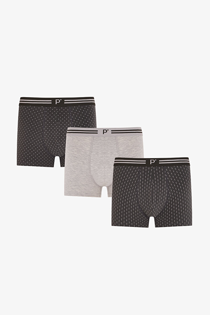 Erkek Darkmark Puantiye Desenli 3'lü Boxer - 1
