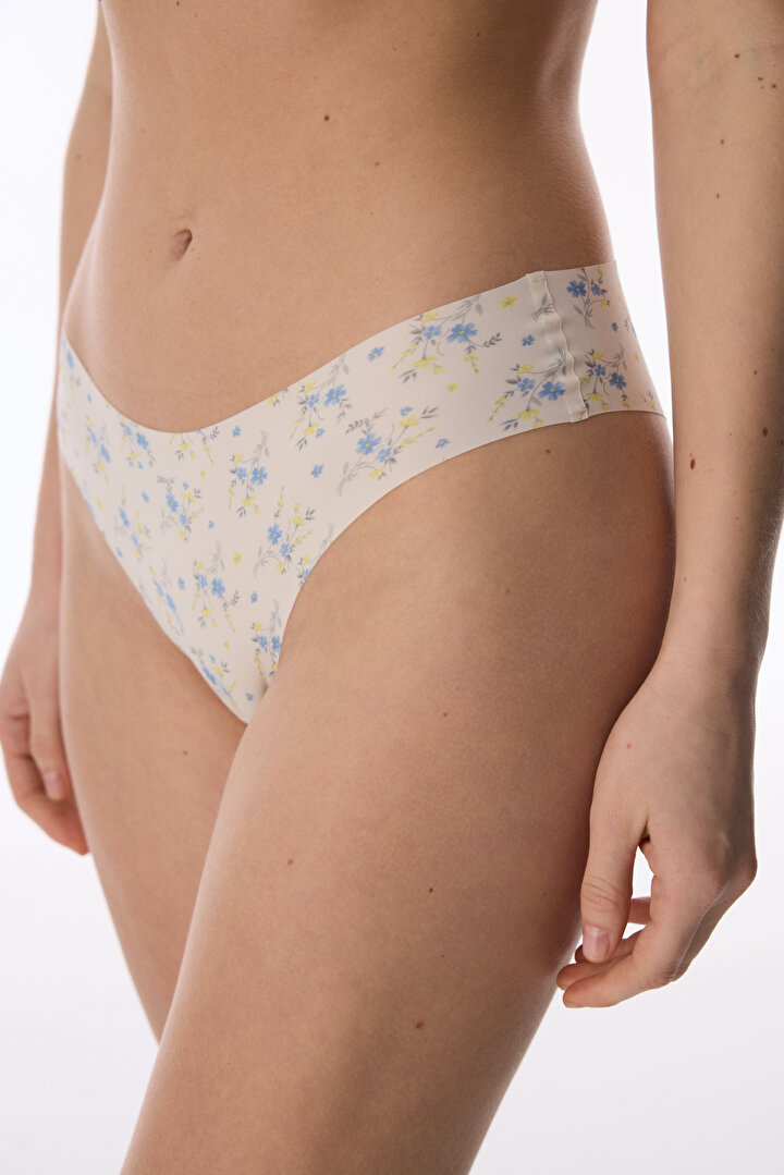 Beige Patterned Laser Cut Brazilian - 1