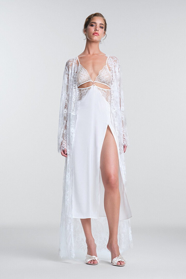 Off-White Pirra Bridal Lace Dressing Gown - 2