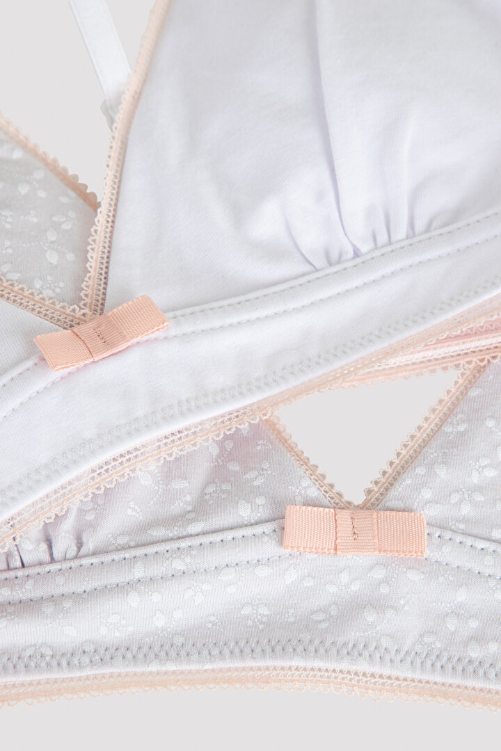 Çok Renkli Kız Çocuk My First Bra Çicek Desenli 2'li Büstiyer - 4