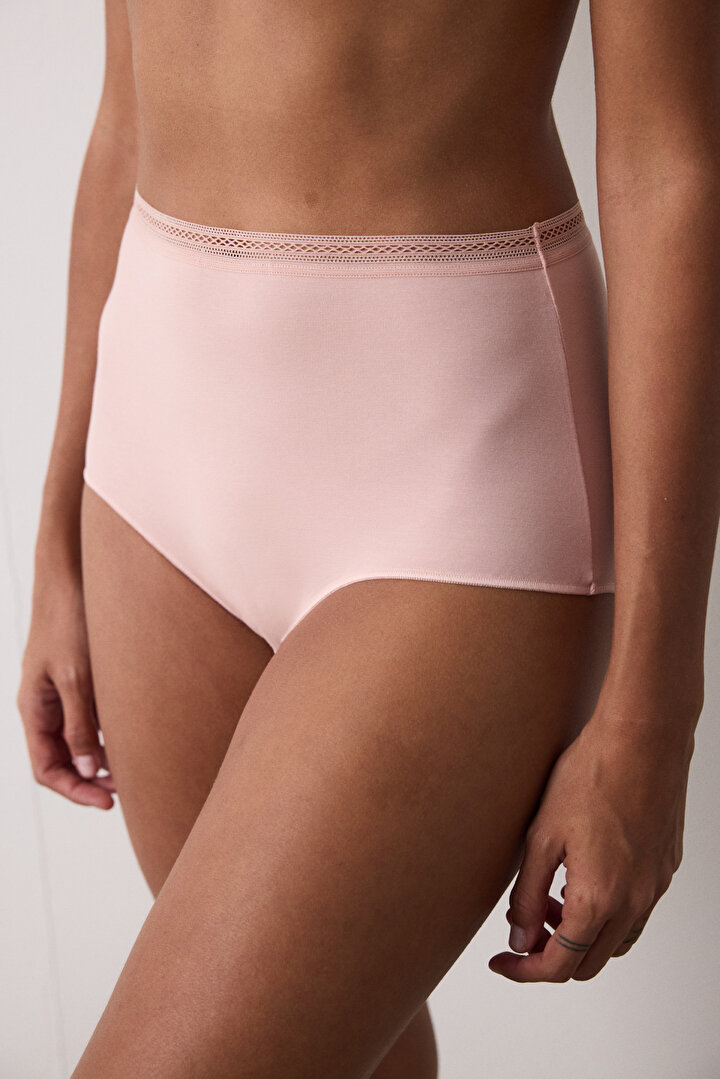 Light Rose Cotton High Waist Briefs - 1
