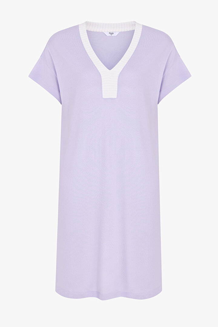 Lilac Collagen Short-Sleeve Nightdress - 1