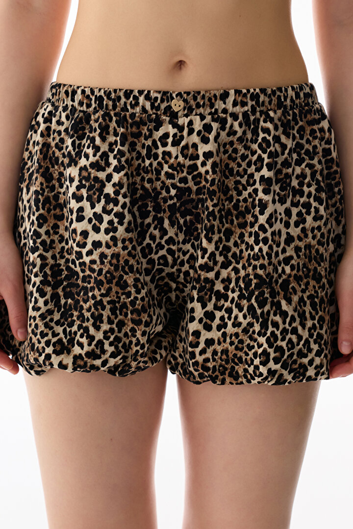 Leopard Printed Pamuklu Şortlu Pijama Takımı - 2