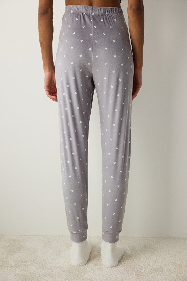 Tiny Hearts Fuzzy Dark Grey Pant PJ Bottom - 2