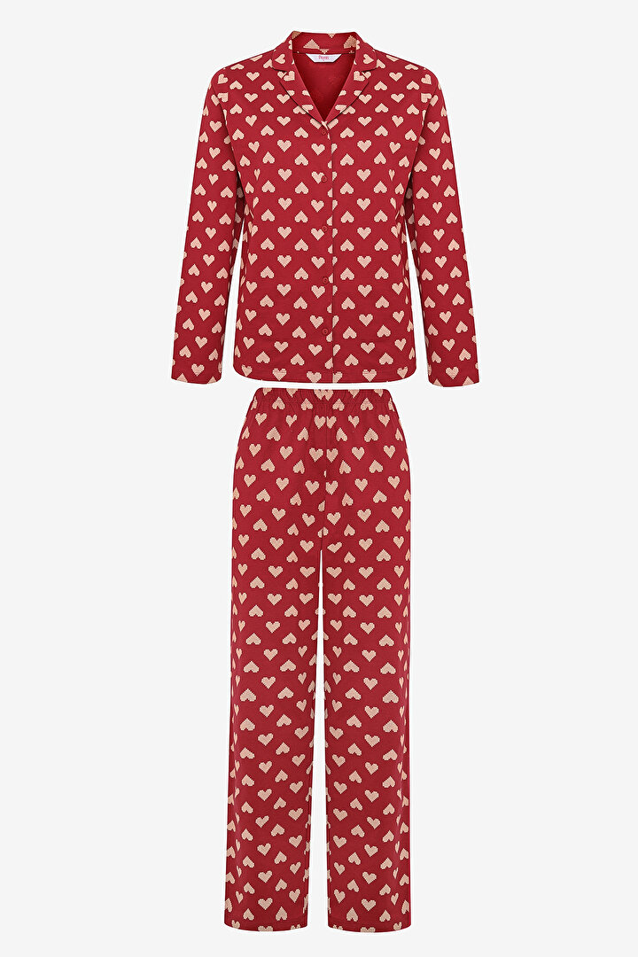 Gift Tiny Hearts Red Shirt Pant PJ Set - 1