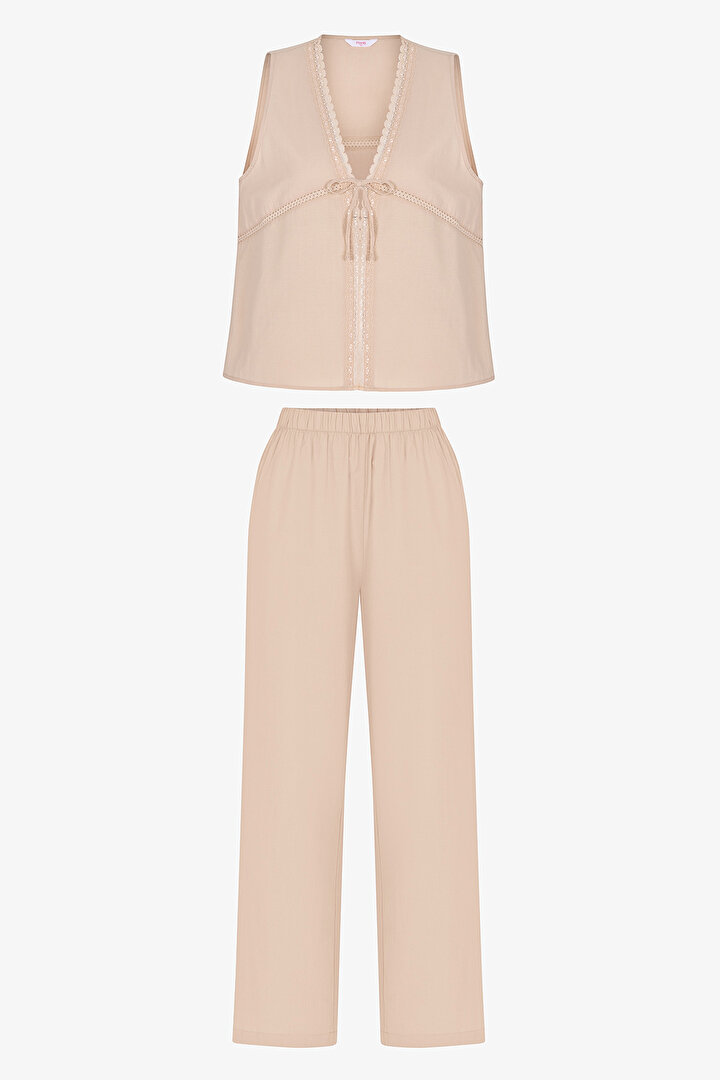 Beige Belle Pants Pajama Set - 1