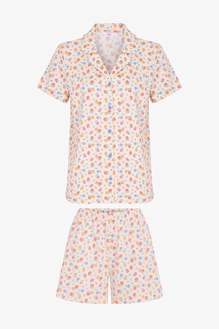Colorful Floral Whisper Shirt & Shorts Pajama Set - 1