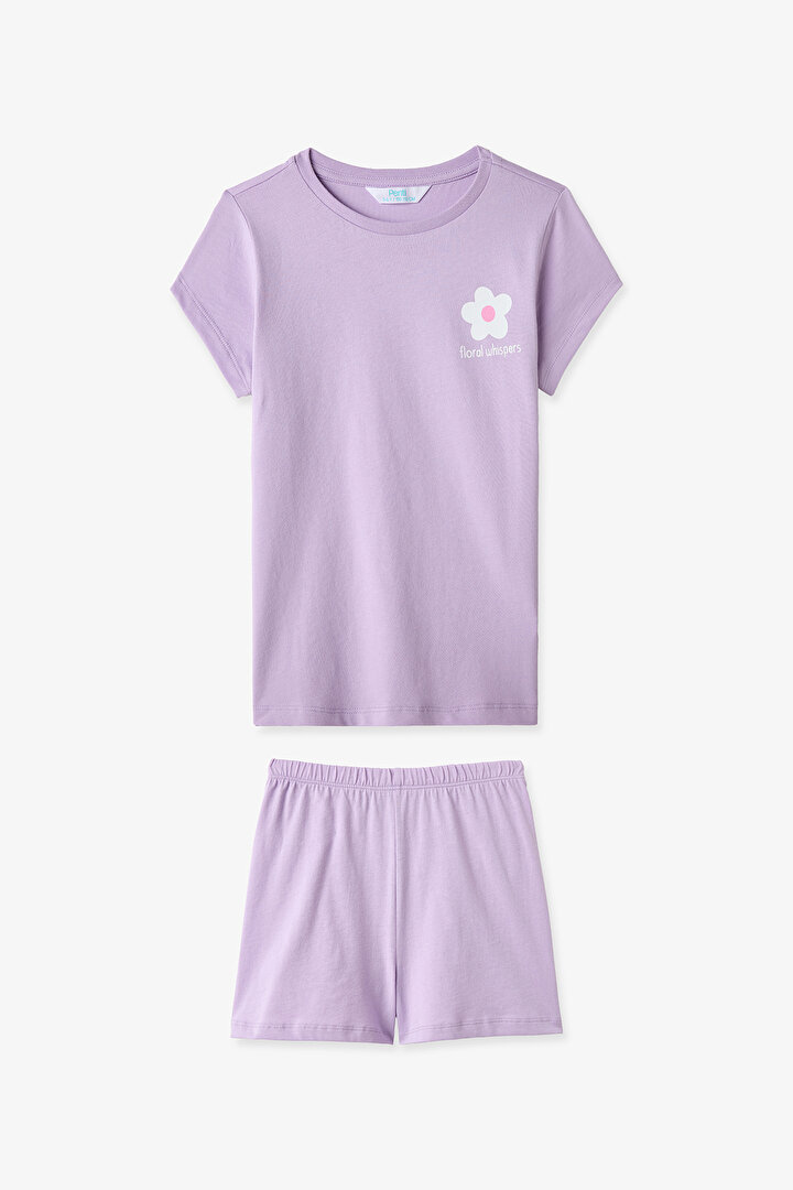 Lila Kız Çocuk Floral Whispers 2'li Pijama Takımı - 2