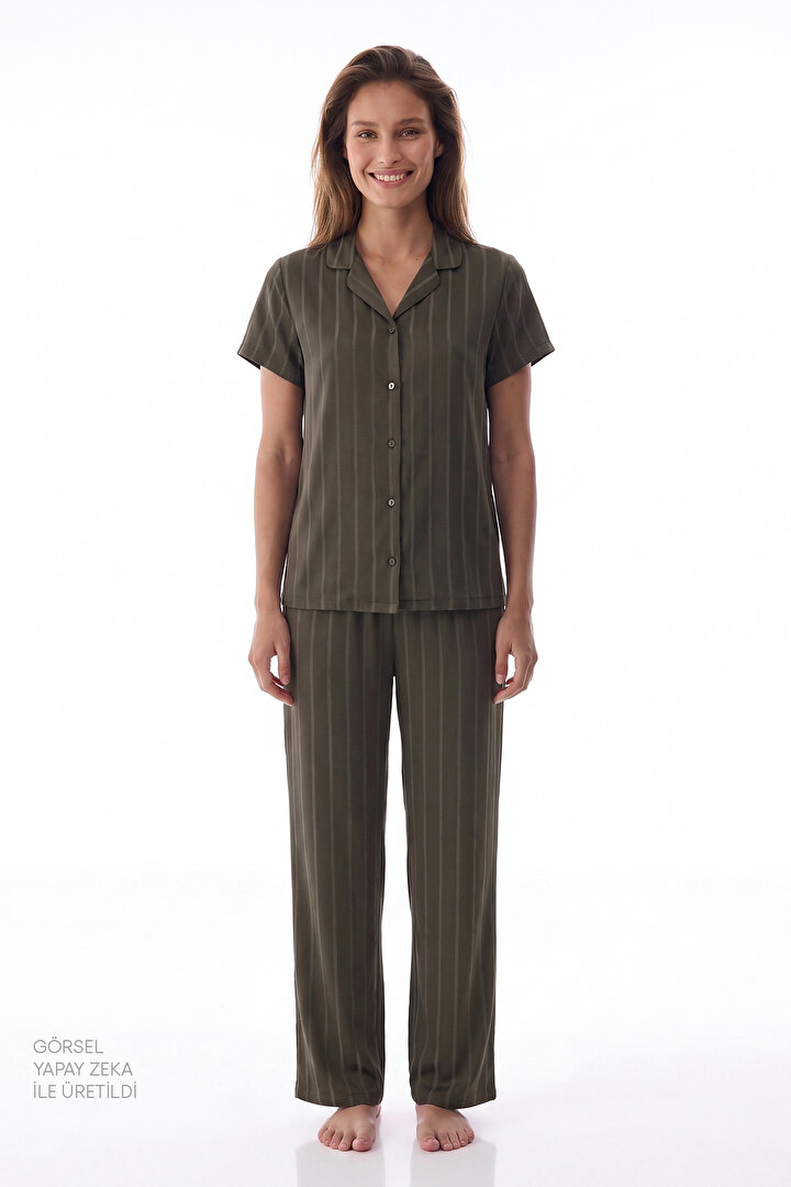 Rhea Satin Shirt & Pants Pajama Set - 1