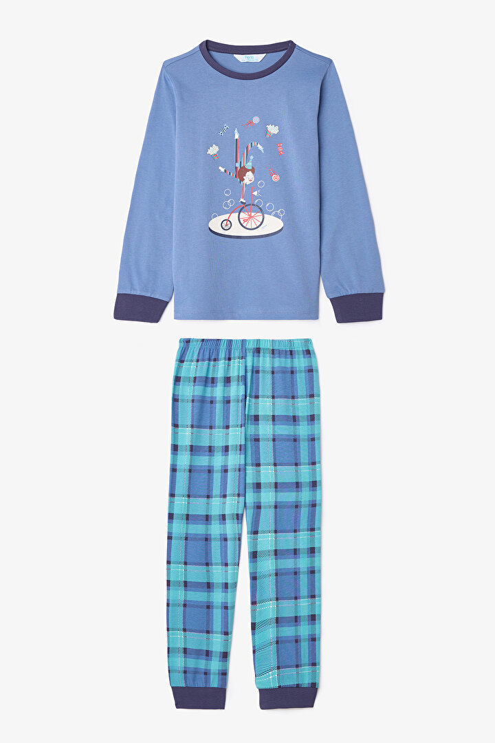 Erkek Çocuk Juggler Slogan Baskılı Uzun Kollu 2'li Pijama Takımı - 2