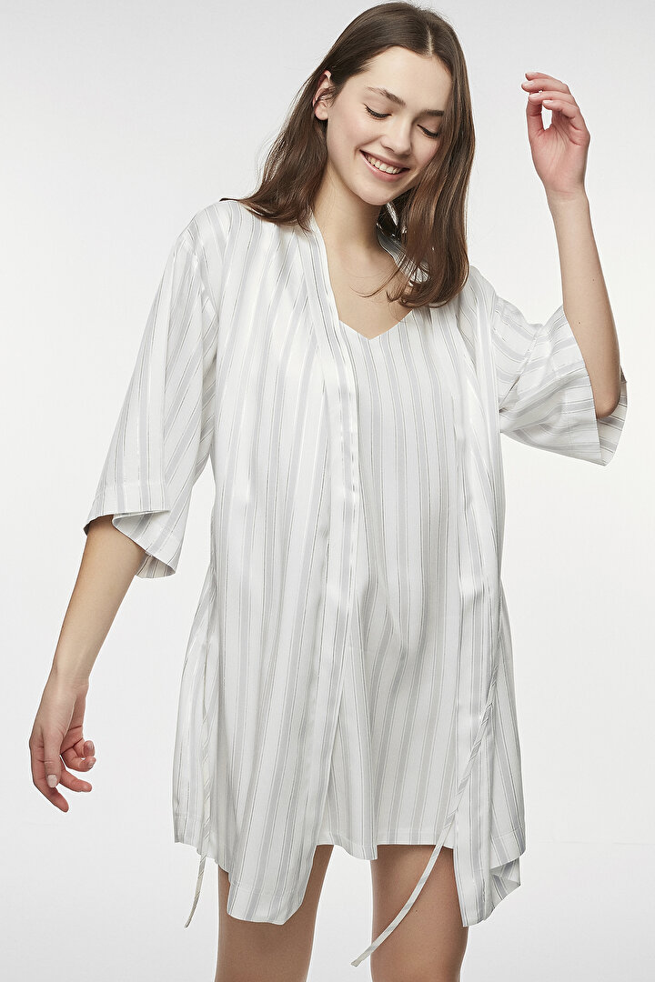 Bridal Shiny Stripe Sabahlık - 2