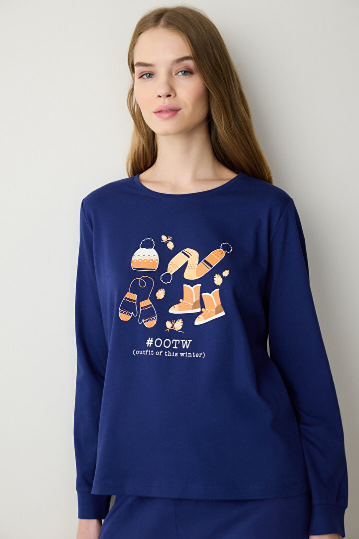 Winter Day Lacivert Sweatshirt - 1