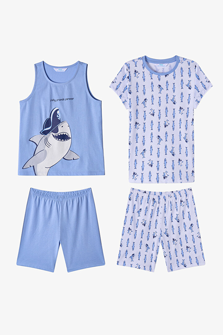 Blue Boys Fishy Friends 2in1 Pajama Set - 1
