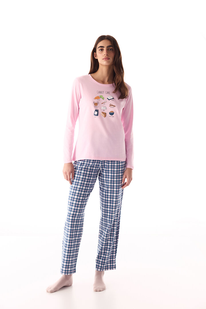 Pembe Carrot Cake Pantolon Pijama Takımı - 1