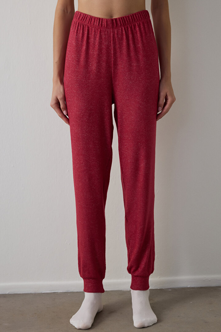 Maroon Best Season Striped Thermal Effect Pajama Bottoms - 1