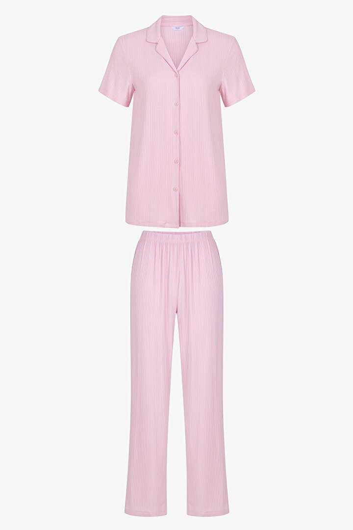 Pembe Alia Pink Gömlek Pantolon Pijama Takımı - 1