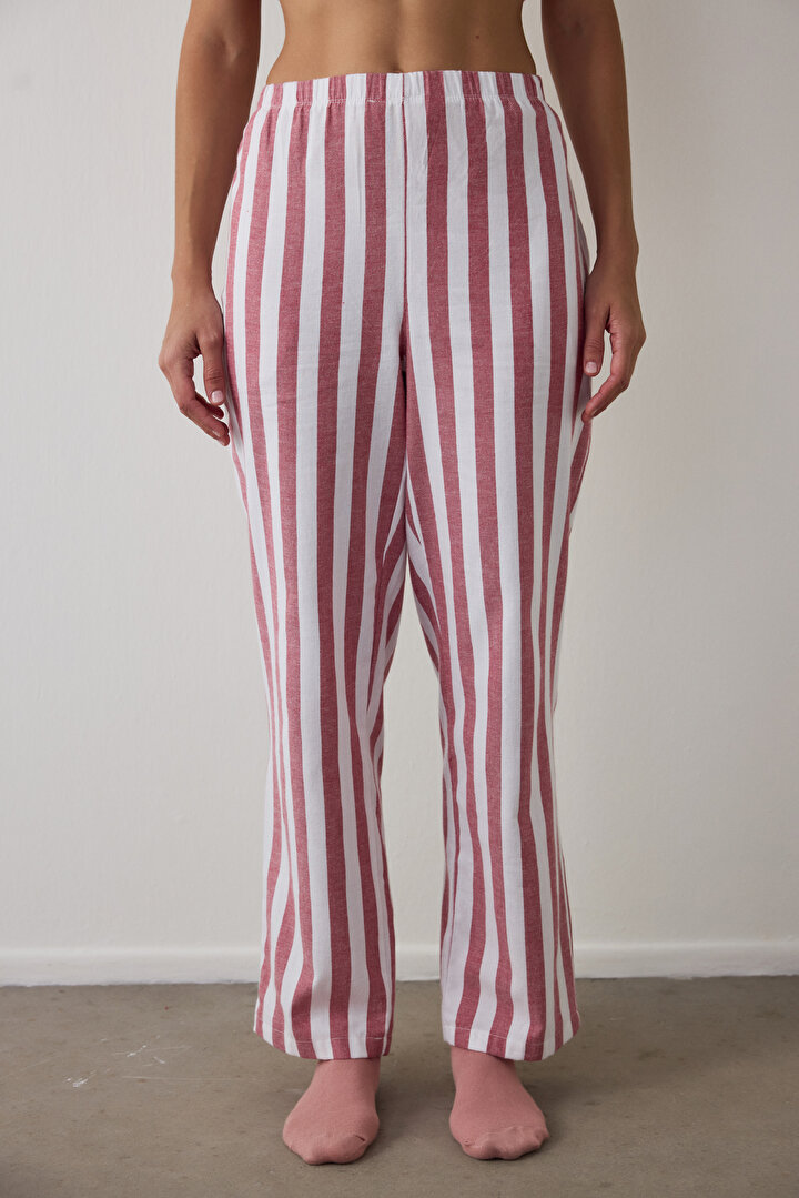 Red Good Mood Striped Pajama Bottoms - 1